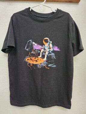Astronaut Graphic Tee in Black with Orange & Purple Accents Boys 8